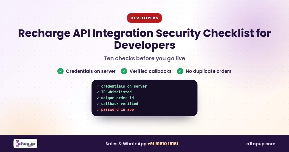 Recharge API Integration Security Checklist for Developers