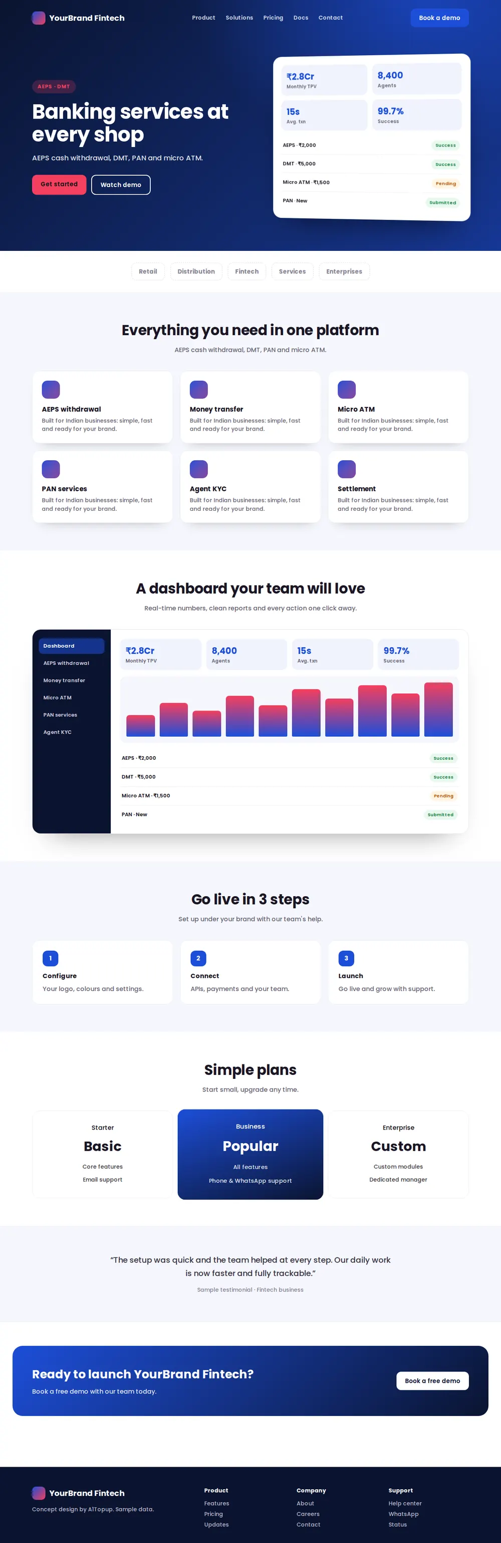 AEPS & Money Transfer Portal desktop design