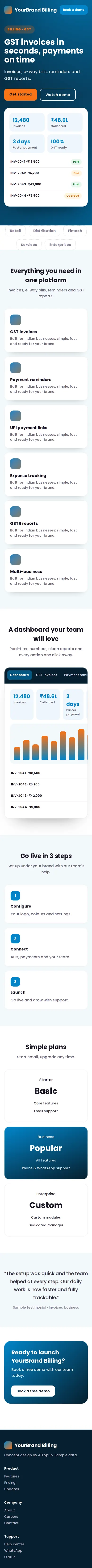 GST Billing & Invoicing mobile design