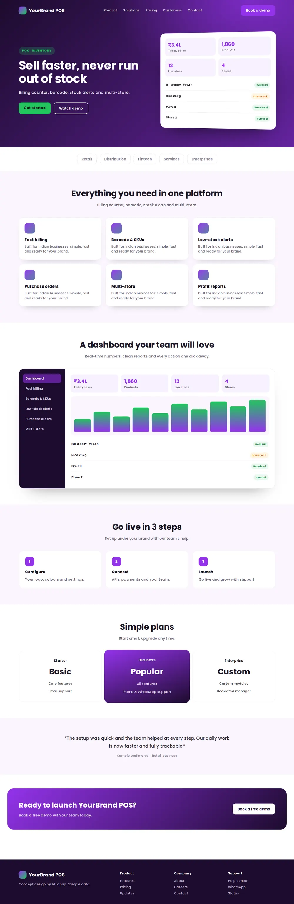 Inventory & POS desktop design