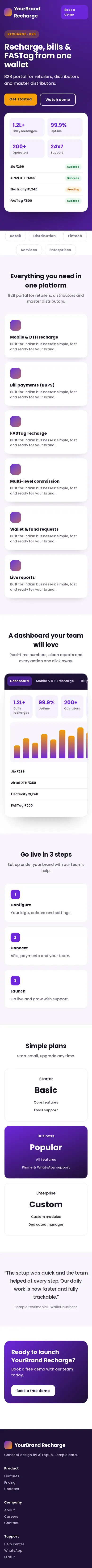 Multi Recharge B2B Portal mobile design