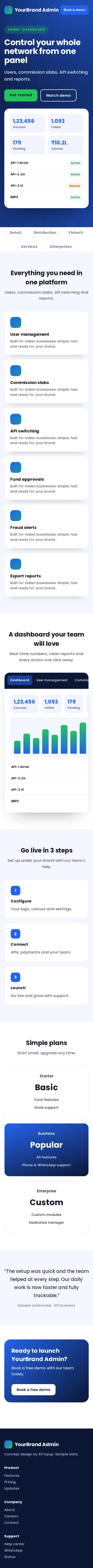 Recharge Admin Panel mobile design
