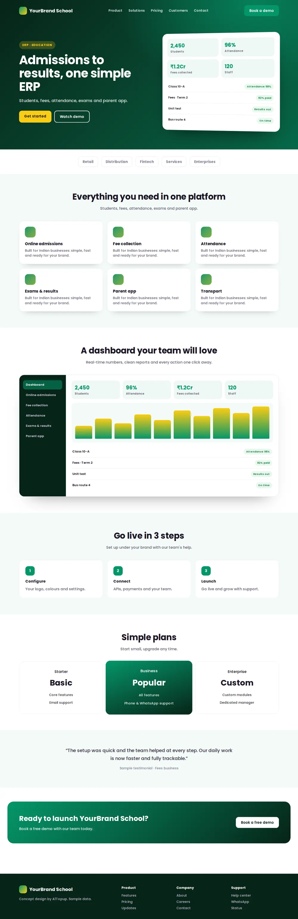 School Management ERP desktop design